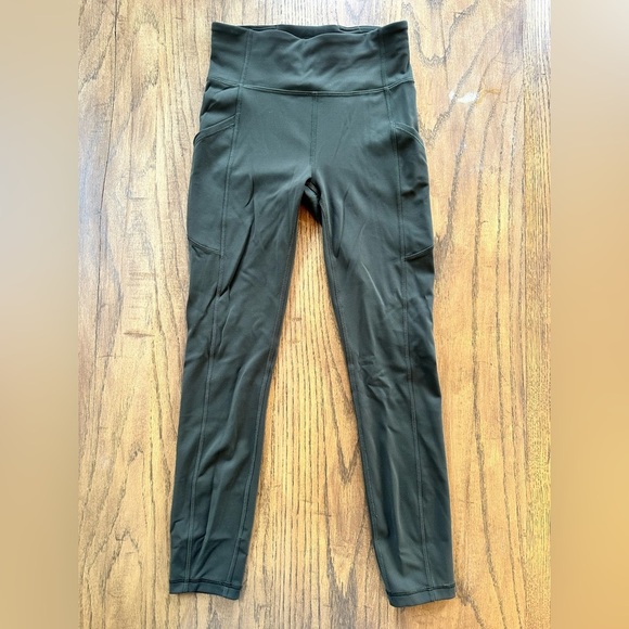 Lululemon Invigorate High-Rise Tight Leggings 25" Green Size 4 Side Pockets - Picture 1 of 8